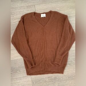 Aritzia Wilfred brown v-neck sweater